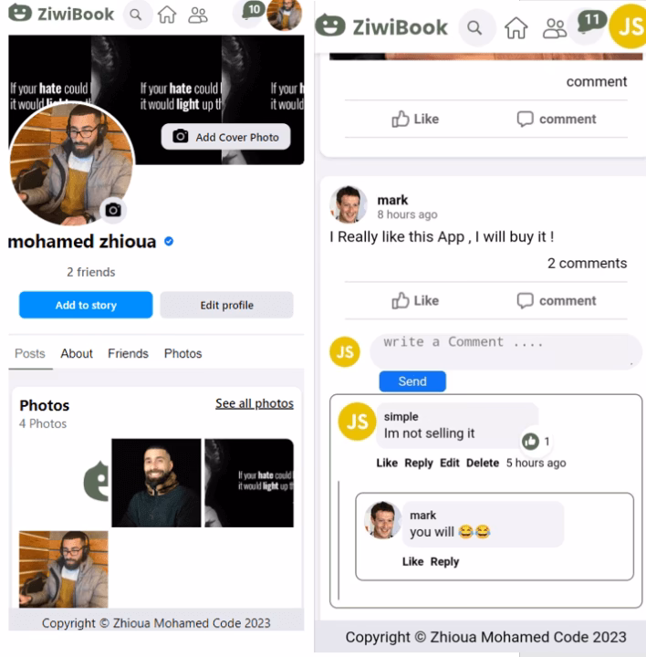 ZiwiBook social feed preview